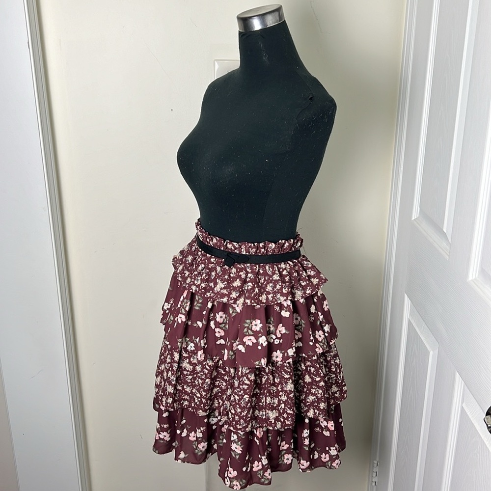Vintage Boho Raffles Disty Floral Skirt Size Medium